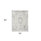 5' x 7' Gray Medallion Washable Non Skid Area Rug